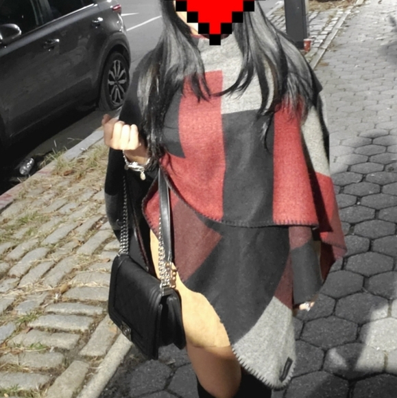 poncho plaid Calvin Klein - Picture 1 of 3